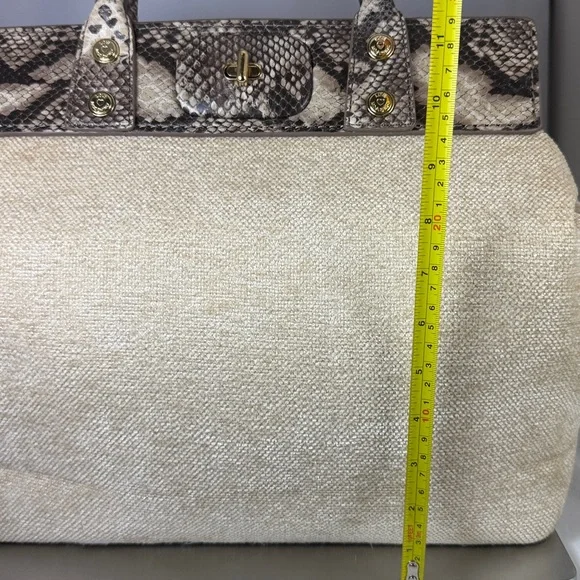 Love Moschino Brown and Cream Wool Snake Doctor Kelly Tote Satchel Bag - Picture 16 of 16